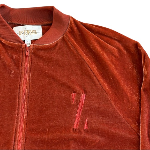 Daya by Zendaya Burnt Orange Velour Track Jacket Full Zip - Size S - Picture 2 of 5
